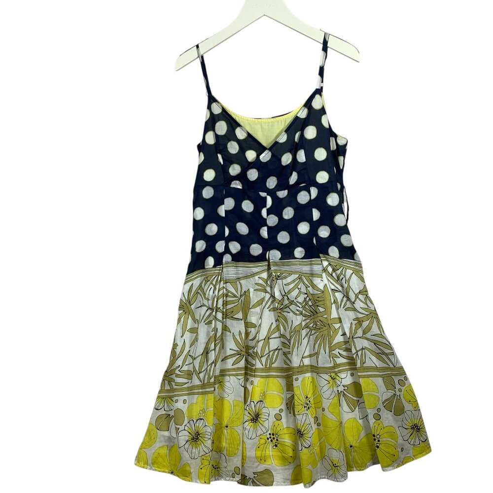 spaghetti strap multi printed pleated fun summer  dress size large LILY